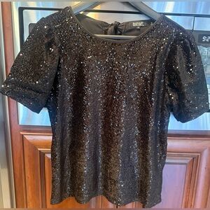 Badgley Mischka Black Sequin Blouse. NWOT